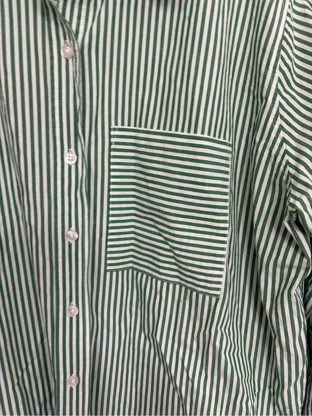 EVEREVE Green White Striped Button Down Shirt XL 100% Cotton Oversized - Picture 6 of 6